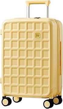 Carry On Luggage Suitcases With Wheels: Carry On Luggage 22x14x9 Airline Approved - Luggage With 8 Spinner Wheels, 100% PC Hard Shell - Suitcase For Travel Business (Cheese Yellow) - Amazon.ae Price Tracker