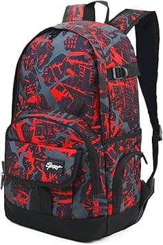 rickyh style Red/Black Graffiti School Backpack for Girls & Boys Students, Men & Women, Lightweight with Laptop Compartment-Dark Red - Amazon.ae Price Tracker