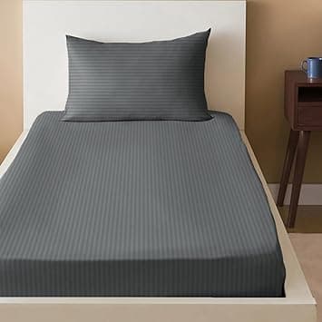 Sleep Well Microfiber Stripe Fitted Sheet with Pillowcase Set - 90x200+17cm (Grey) - Amazon.ae Price Tracker