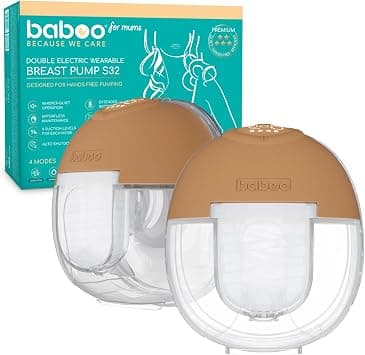 Baboo Electric Breast Pump - Hands-Free Wearable Pump for Moms - Double Wireless Breast Pumps, Low Noise, 4 Modes & 9 Suction Levels, USB Rechargeable, 24mm Flanges, 180ml Capacity (Pack of 2) - Amazon.ae Price Tracker