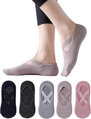 5 Pairs Yoga Socks for Women Non-Slip Grips & Straps, Ideal for Pilates, Pure Barre, Ballet, Dance, Barefoot Workout - Amazon.ae Price Tracker