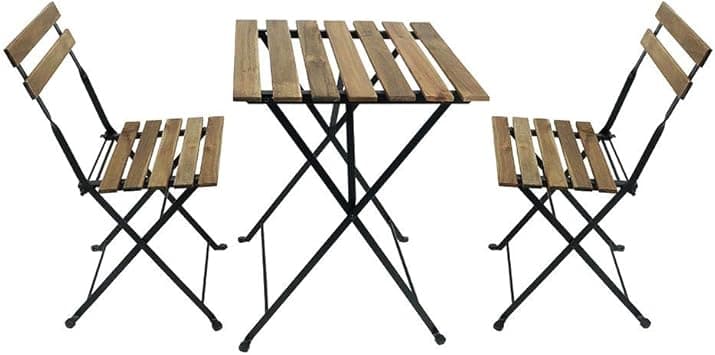 YAHOME Patio Bistro Set - Folding Outdoor Wood Chair and Table Set with Metal Folding Dining Table for Garden, Balcony and Outdoor Area - Amazon.ae Price Tracker