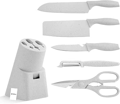 Kitchen Knife Set of 6 with Ergonomic Handles – Sharp, Rust-Resistant Blades, Comfortable Grip, Includes Water-Proof Durable Knife Holder, Sleek & Organized Knife Block Set - Amazon.ae Price Tracker