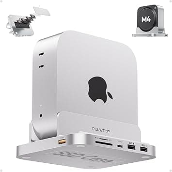 Mac mini M4 Dock with 4TB M.2 SSD Enclosure, 8-in-1 Aluminum Vertical USB-C Hub for Mac mini M4 Pro Hub Stand with USB-A/C 3.2 10Gbps, 2xUSB-A 2.0, 3.5mm Audio, SD/TF Slots (SSD NOT Included) - Amazon.ae Price Tracker