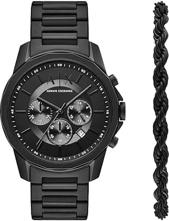 Armani Exchange Men's Analog Quartz Watch with Stainless Steel Strap AX7163SET, Black, Bracelet - Amazon.ae Price Tracker