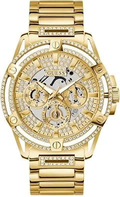GUESS US Men's Gold-Tone Rhinestone Cut-Through Watch - Amazon.ae Price Tracker