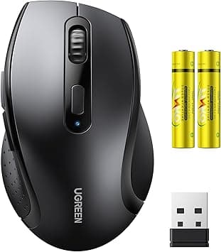 UGREEN Wireless Mouse With 2*AAA Battery, Ergonomic 2.4GHz Cordless Computer Mouse 1600DPI, Silent Mice 6 Buttons for PC, Laptop, MacBook Pro/Air, Chromebook, Tablet, Full Size Black Battery Included - Amazon.ae Price Tracker
