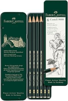 Faber Castell 9000 Graphite Pencil in Tin Case 6-Pieces | Artist pencils hardness grade HB - 8B for writing, sketching and drawing - Amazon.ae Price Tracker