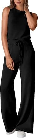 PRETTYGARDEN Womens Jumpsuits Summer Casual One Piece Outfits Sleeveless Wide Leg Long Pants Rompers - Amazon.ae Price Tracker