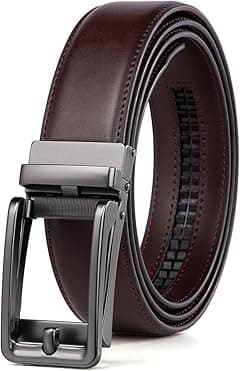 Founders & C Men's Leather Ratchet Comfort Click Belt Dress with Slide Buckle -Adjustable Trim to Fit - Amazon.ae Price Tracker