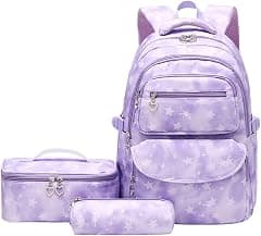 JiaYou School Backpack Sets 3pcs Stars Prints Daypack For Teens Girls Primary School Students - Amazon.ae Price Tracker