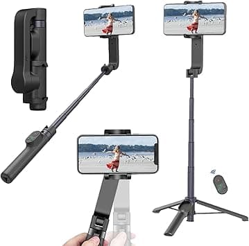Fisherfans Selfie Stick Gimbal Stabilizer, Gimbled Phone Holder with Wireless Remote Tripod 1-Axis Handheld Smartphone Portable Gimbal for Tiktok Vlog Youtuber Live Video Recording - Amazon.ae Price Tracker