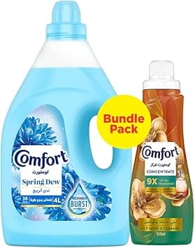Comfort Concentrated Fabric Softener, Spring Dew & Charm, for long-lasting fragrance, 4L + 650ml - Amazon.ae Price Tracker