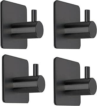 Black Adhesive Towel Hooks Heavy Duty Stick on Wall Hooks Shower Hooks for Bathroom Kitchen Door-4 Packs - Amazon.ae Price Tracker