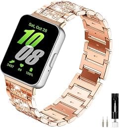 Compatible for Samsung Galaxy Fit 3 Watch Band, Women No Gap Metal Bling Jewelry Replacement Galaxy Fit3 Strap Bracelet Wristband for Galaxy Fit3 SM-R390 Smartwatch - Amazon.ae Price Tracker
