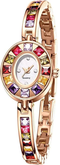 KASTWAVE Women's Watches Luxury Vintage Colorful Crystal Oval Watch Fashion Ladies Small Dial Dress Quartz Wrist Watch Waterproof Watch - Amazon.ae Price Tracker
