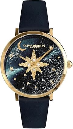 Olivia Burton Analogue Quartz Watch for Women Celestial Nova Collection with Leather Strap Gold Stainless Steel Bracelet - Amazon.ae Price Tracker