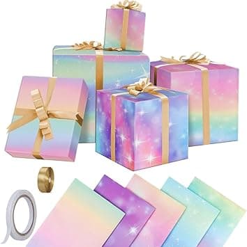 Coojaw Gift Paper, Birthday Wrapping for Girls and Women, Rainbow Paper for Baby Shower, Wedding, Anniversary, Party (5 Sheets) - Amazon.ae Price Tracker