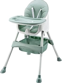 Honelevo Baby Dining Chair, Portable High Chair, Adjustable Height Foldable Toddler Seat, Safety Highchair with Meal Tray, Light Green - Amazon.ae Price Tracker