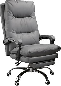 Office Chair with Footrest, Ergonomic Design, Adjustable Tilt Lock, Big and Tall PU Leather Executive Chair, Swivel Rolling Chair for Adult Working Study, Desk Chair Comfy for Home Office (gray) - Amazon.ae Price Tracker