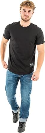 Calvin Klein Badge Turn Up Sleeve Men T-Shirts BLACK Size XL - Amazon.ae Price Tracker
