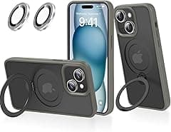 iPhone 15 Case, 360 Rotating Brackets, Compatible with Magsafe, Anti -Fingerprint Matte Back, for iPhone 15 (2023) 6.1"-Grey - Amazon.ae Price Tracker