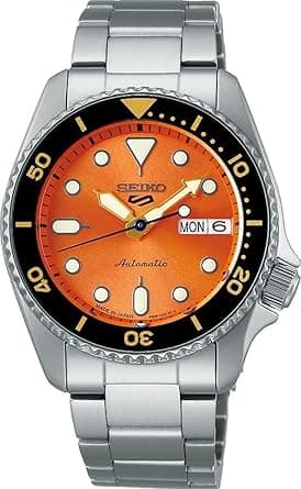 SEIKO Men's Pumpkin Orange Satin Dial Silver Stainless Steel Band 5 Sports Automatic Analog Watch - Amazon.ae Price Tracker
