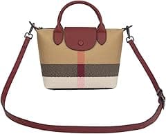 Designer women's Handbag, Vintage Leather Shoulder Bag(real Leather + Canvas Construction),woven's Tote bag - Amazon.ae Price Tracker