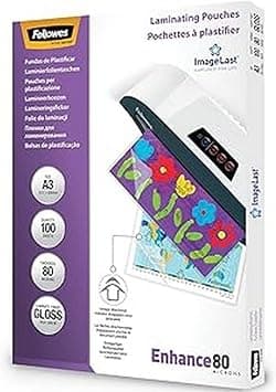Fellowes A3 Laminating Pouches, Gloss, 160 Micron (2 x 80 Micron) with Image Last Directional Quality Mark, Pack of 100 - Amazon.ae Price Tracker
