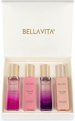 BellaVita Luxury Perfume Gift Set for Women | Includes DATE, Senorita, GLAM, ROSE Perfumes | Floral, Fruity & Savoury Long Lasting Scents | Gift Set for Women | Special Womens Collection (4x20ml) - Amazon.ae Price Tracker