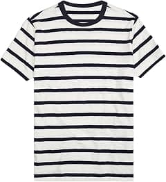 Classic Striped Tee - Unisex Crew Neck Short Sleeve T-Shirt for Men & Women,DARK BLUE & WHITE Casual Top S-XXL(180 GSM) - Amazon.ae Price Tracker