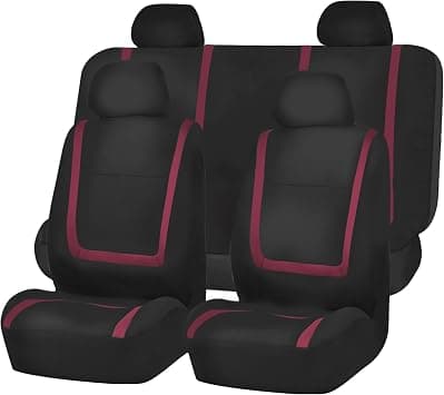 FH Group Fb032Burgundy114 Burgundy Unique Flat Cloth Car Seat Cover (W. 4 Detachable Headrests And Solid Bench) - Amazon.ae Price Tracker