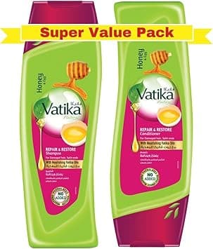 Vatika Naturals Repair & Restore Shampoo & Conditioner | Enriched with Honey & Egg | For Damaged Hair with Split Ends | Super Value Bundle Pack - 400 ml x 2 - Amazon.ae Price Tracker