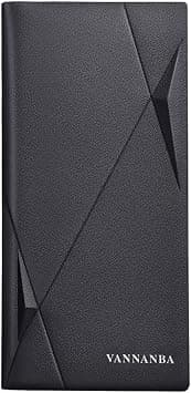 VANNANBA Long Slim Wallet for Men RFID Blocking Leather Checkbook Wallet,Thin Bifold Credit Card Holder with ID Window & Gift Box, Black, Modern - Amazon.ae Price Tracker