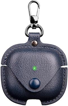 for Airpods 4 Case Leather with Keychain, Stylish Retro Leather Wireless Charging Protective Headphone Case Cover for Apple Airpods 4th Generation 2024 Front LED Visible (Blue) - Amazon.ae Price Tracker