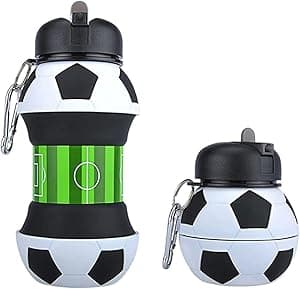 Football Water For Sports, School, Travel, bicycle, Birthday Gifts, Shockproof, Silicone Collapsible Drink cup with Carabiner Clip Leak-Proof BPA Free (550ml-18.5oz) - Amazon.ae Price Tracker
