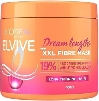 L'Oréal Paris Elvive XXL Fibre Mask for Long, Damaged, Thinning Hair, Restorative Treatment with Pro-Collagen, Dream Lengths, 400 ml - Amazon.ae Price Tracker