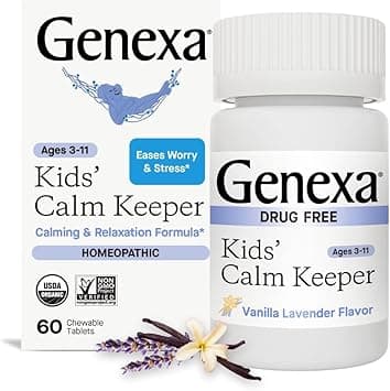 Genexa Kid’s Calm Keeper | Stress Relief for Children | Eases Worries & Tensions| Natural Vanilla & Lavender Flavor | Certified Vegan, Gluten Free, & Non-GMO | 60 Chewable Tablets for Ages 3-11 - Amazon.ae Price Tracker