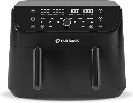 Nutricook Air Fryer Duo 2, 8.5L Independently Controlled Dual Baskets, Air Fry, Bake, Roast, Broil, Reheat & Dehydrate, 6 Presets, AFD185, Black, 2400 Watts, 2 Years limited Warranty - Amazon.ae Price Tracker