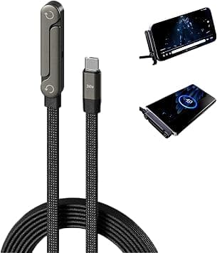 2-in-1 240W Invisible Stand Charging Cable with Foldable Phone Stand, 5ft 90° Angled USB-C Cord, Adjustable Holder for iPhone 15-17/Smartphones/Tablets (1 Pcs) - Amazon.ae Price Tracker
