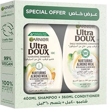 Garnier Ultra Doux Almond Milk Hydrating Shampoo, 400 ml + conditioner 360 ml - Amazon.ae Price Tracker