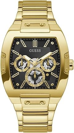 Guess US Men's Black and Gold-Tone Square Multifunction Watch, One - Amazon.ae Price Tracker