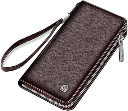 LAORENTOU Genuine Leather Wallet for Men Checkbook Credit Cards Vintage Long Bifold Wallet Clutch Purses for Men, 01 Brown, One_Size, Travel Wallet - Amazon.ae Price Tracker