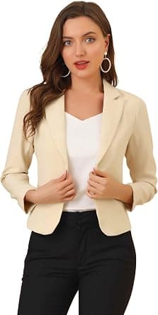 Allegra K Women's Notched Collar Open Blazer Casual Jacket Office Jacket - Amazon.ae Price Tracker