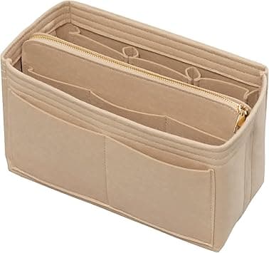 Purse Organizer Insert with Zipper Felt Bag Organizer Handbag Organizer Insert Bag In Bag Organizer with Key Chain for Tote Fits LV Speedy Neverfull Longchamp Rose XLarge (Small, Beige) - Amazon.ae Price Tracker