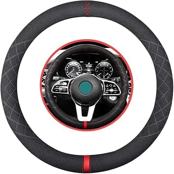 Suede Car Steering Wheel Cover,Soft Alcantara Touch Leather Sport Non-Slip Automotive Interior Accessories 15 inch Universal Design For Man and Ladies O-Shape - Amazon.ae Price Tracker