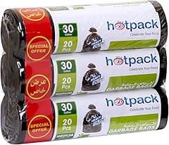 HOTPACK, Strong & Bio-Degradable Heavy Duty Disposable Garbage 20 Pcs, 65cm x 95cm, 30 Gallons (Pack of 3) - Amazon.ae Price Tracker