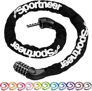 Sportneer Bike Lock: 5 Digit Combination Bike Chain Lock High Security Anti Theft - 3.2ft (0.97m) Heavy Duty Bicycle Lock for Bike Scooter - 6mm Thick - Amazon.ae Price Tracker