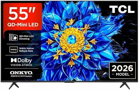 TCL 55P81L 55 Inch QD-Mini LED 4K Google TV | 144Hz | Dolby Vision Atmos | HDMI 2.1 | Game Master | 93% DCI-P3 | 2026 Model - Amazon.ae Price Tracker