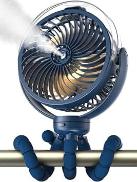 Misting Stroller Fan, 6000mAh Battery Operated Portable Fan with Light & 360° Pivoting, Personal Cooling Fans with Flexible Tripod for Baby, Office, Travel,Treadmill,Outdoors (Dark Blue) - Amazon.ae Price Tracker